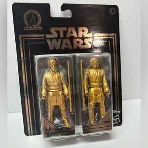 Star Wars Commemorative Edition Skywalker Kenobi Gold Action Figure 2 Pack 2005